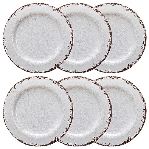 White Dinner Plate Set 11 Inch Melamine Plates - 6 Pieces Camper RV Tableware