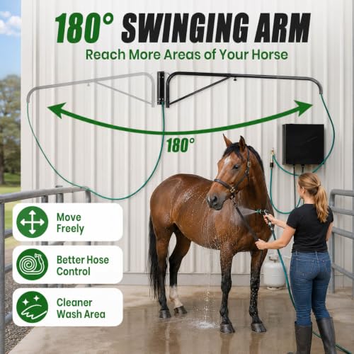 Wall-Mounted Horse Wash Spray Boom with Swinging Arm - Easy, Safe, Durable