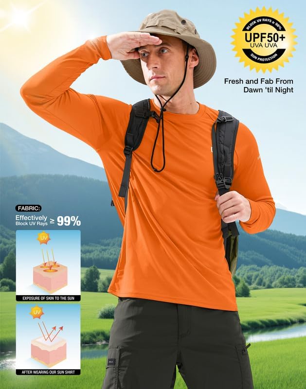 Skiennix Men's Sun Protection Long Sleeve Shirt - UPF 50+ Fabric for Ultimate UV Defense
