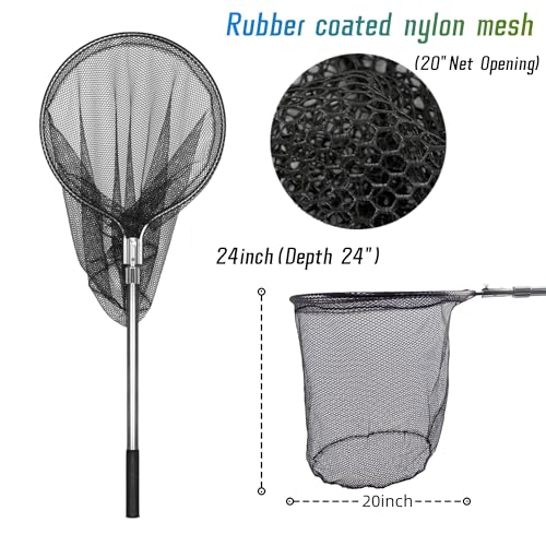 Heavy Duty Large Aluminum Landing Net with Telescoping Handle for Saltwater Fishing