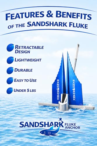 SandShark Boat Anchor - Premium Fluke Retractable Aluminum Anchor for 16-30 ft Watercraft - Easy Storage & Secure Hold