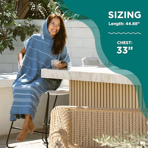 Sand Cloud Border Classic Stripe Poncho Towel for Women & Men - Lightweight & Sand-Resistant