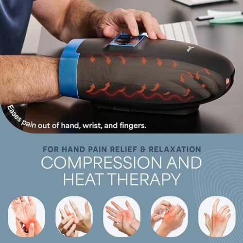 Cordless Hand Massager with Heat & Compression – Black, Standard