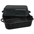 Covered Rectangle Roaster - Enamel on Steel, Black Speckled, 25 lb Capacity - Variation of THIS listing