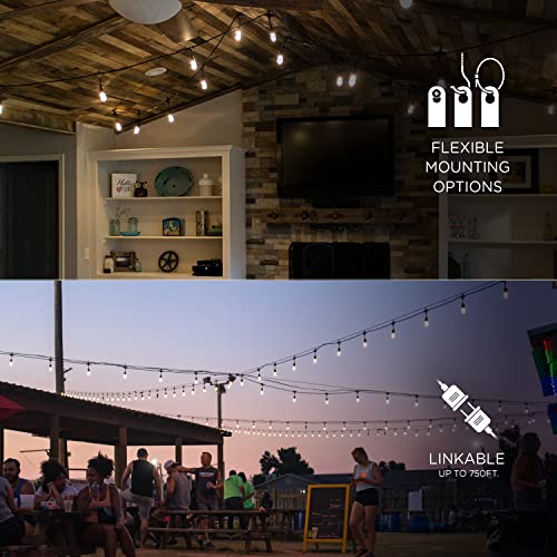 Enbrighten 48ft Outdoor String Lights - 24 White LED Bulbs, Weatherproof