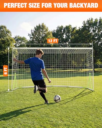 12x6 FT Portable Soccer Goal - Full-Size Heavy-Duty Training Net for Backyard & Indoor