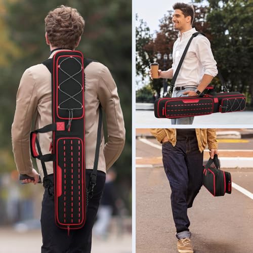 Red Pool Cue Case 3x4/5x5 Stick Bag with Accessories Pockets - BOSSTIN