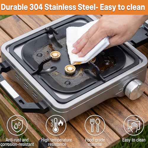 2-Burner Portable Propane Camping Stove with Windshield, 30,000 BTU Foldable Gas Cooktop