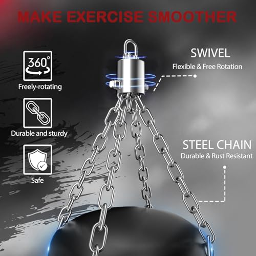 MESETAST Black 4ft Heavy Boxing Punching Bag Set with 12oz Gloves & Accessories