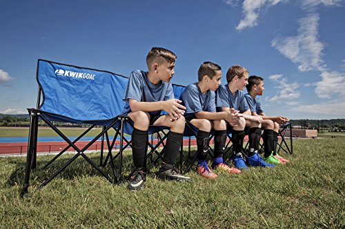 Kwik Goal 6-Seat Collapsible Soccer Sideline Bench - Black, Portable Team Seating