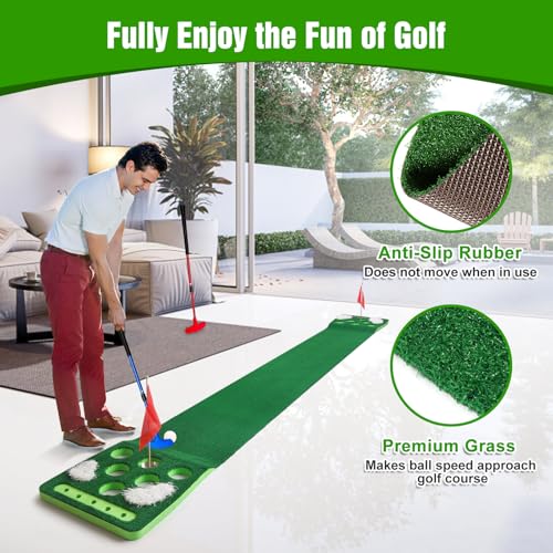 Golf Putting Game Set with Detachable Bunkers - Green with Putter