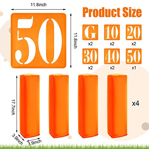 Football Yard Markers Set with Pylons and Carry Bag - Orange, 16 Pieces