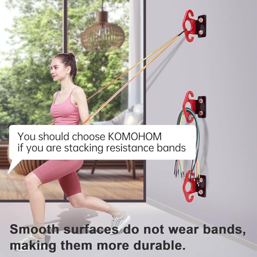 Red Resistance Band Wall Anchors 3-Pack - Home Gym Workout Mounts & Hooks