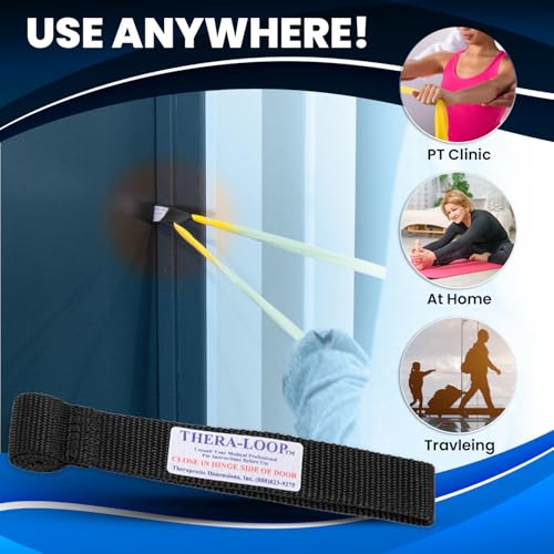 Resistance Band Door Anchor - Non-Slip, Adjustable for Physical Therapy & Exercise - 2 Pack Black