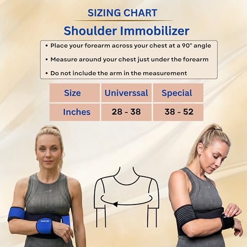 Universal Left Right Shoulder Immobilizer Arm Sling Brace for Clavicle Dislocation - Grey (28-38 Inches) - Support After Surgery