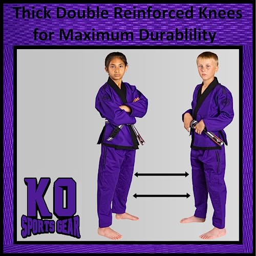 Kids BJJ Gi Set Purple M0 - Pre-Shrunk Jiu Jitsu Jacket & Pants for Children