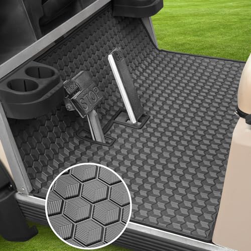 iLSKW Black Cube Square Patent Design Golf Cart Floor Mat for Club Car DS & Villager