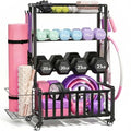 Heavy Duty Dumbbell Rack with Wheels & Hooks - Adjustable Home Gym Storage Organizer