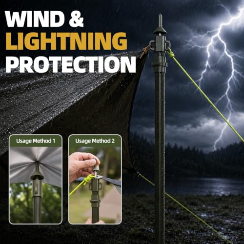 Telescoping Camping Tarp Poles Set of 2 - Adjustable Aluminum Tent Support 3.28-8.2FT