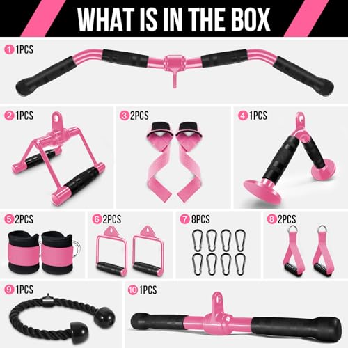 WNOEY 21 pcs Cable Machine Attachment Set for Lat Pulldown & Home Gym
