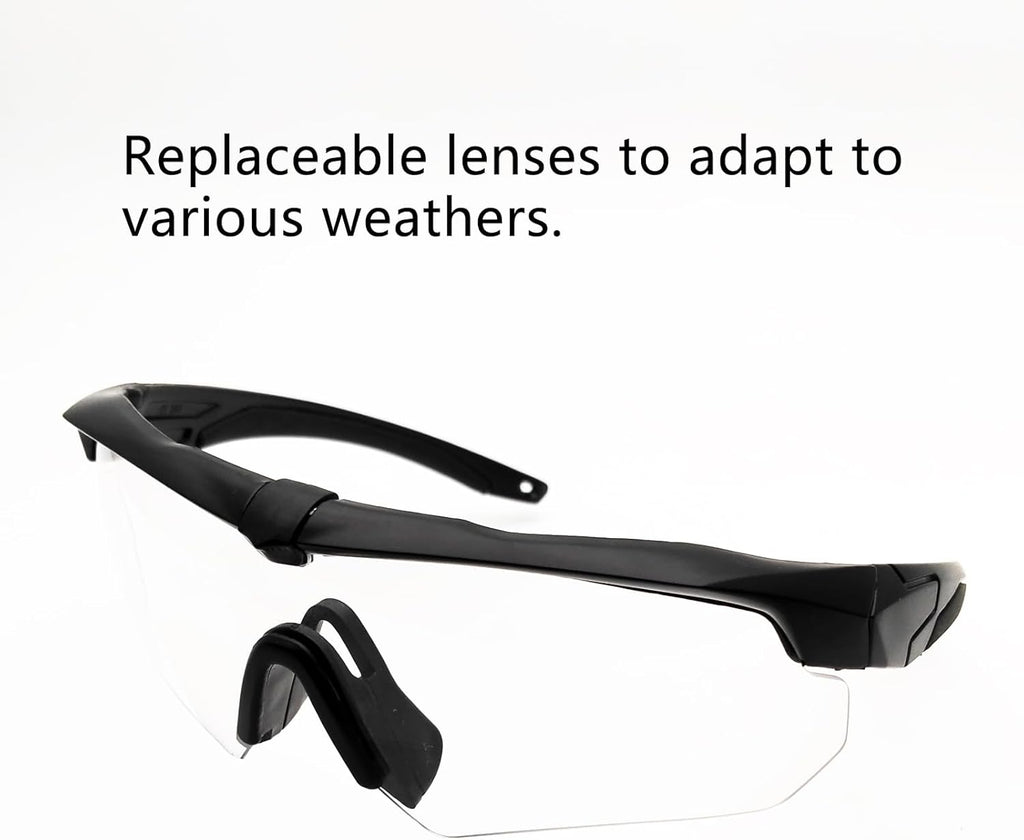 Skiennix Tactical Eyewear - Unisex Shooting Glasses with 3 Interchangeable Lenses | Airsoft Goggles