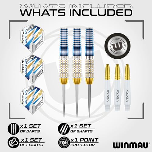 24g Steel Tip Darts Set - Steve Beaton Legacy Edition Tungsten, Flights & Shafts
