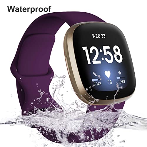Large Black & Colorful TPU Sport Wristbands for Fitbit Versa 3 & Sense - 4 Pack, Women & Men