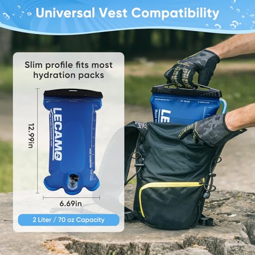 2L Hydration Bladder with Insulated Tube - Navy Blue Leak-Proof Water Reservoir for Hiking & Cycling