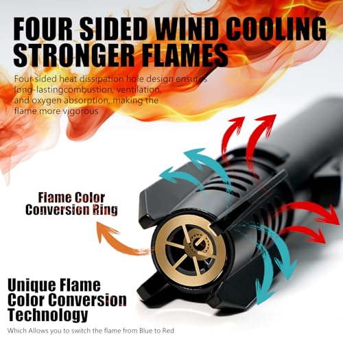 Butane Torch Lighter with Jet Flame, Refillable Cooking Torch for Grilling & Camping - Gifts for Men