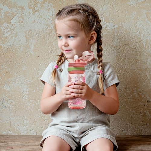 Kids 16 oz Water Bottle with Straw for School - Unicorn Variation