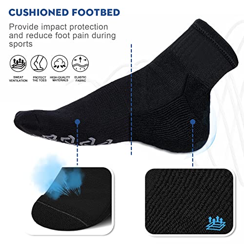 Ozaiic Non-Slip Pilates Socks 3 Pairs Large Black Grey Dark Gray for Yoga