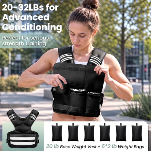 20-32 lb Adjustable Weighted Vest for Men & Women - Strength Training & Fitness