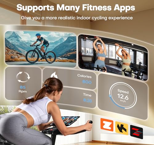 CHAOKE Adjustable Magnetic Resistance Exercise Bike Black Blue - Indoor Cycling Stationary Bike with App Compatibility, 300LB Capacity