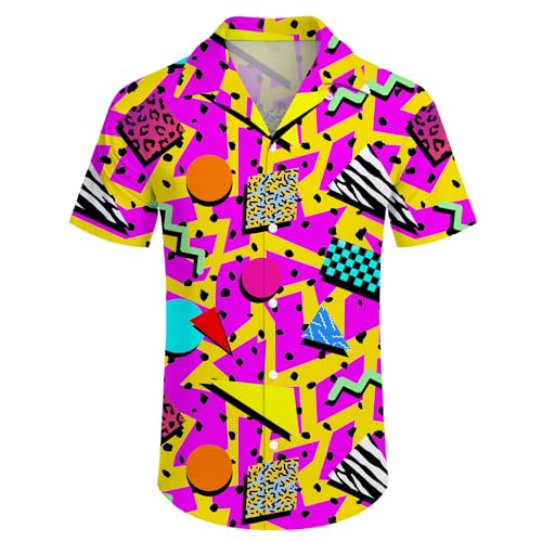 X-Large Mens Hawaiian Shirt and Shorts Set 80s 90s Retro Outfit with Bucket Hat