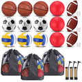 Leyndo 18 Pcs Multi-Sport Balls Set - Brown, Official Size, Carry Bag