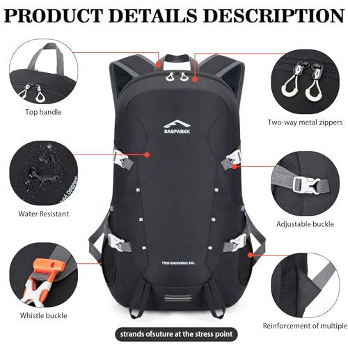 Black 35L Ultra Lightweight Foldable Hiking Backpack for Camping & Travel