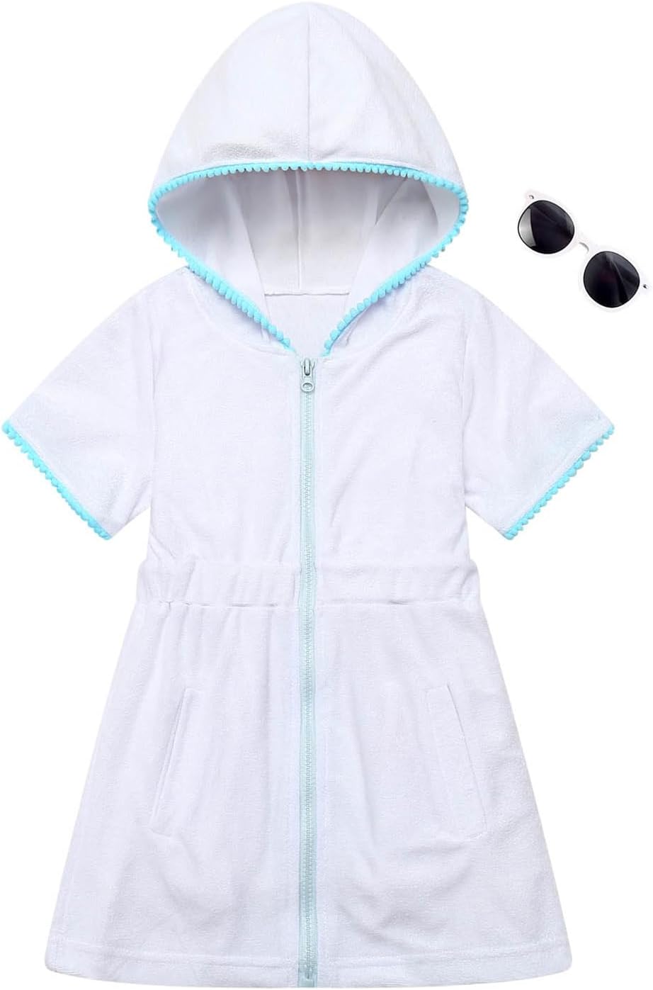 Skiennix Girls Swim Cover-Up - Terry Zip-Up Bathing Suit for Beach & Pool | Stylish & Comfortable