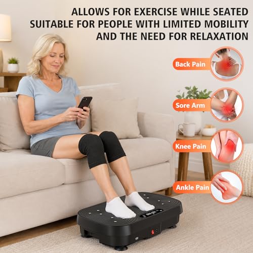 Matte Black Vibration Plate for Lymphatic Drainage & Full-Body Workout - 130 Levels Bluetooth