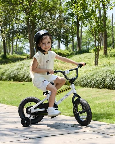 Kids BMX Style Bicycle with Training Wheels - Snow White, 12 Inch