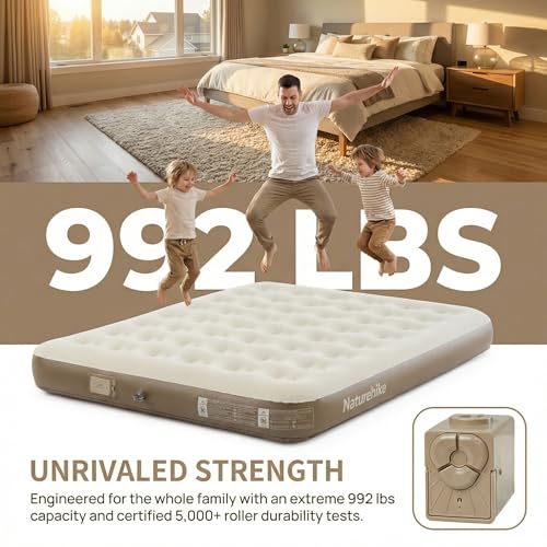 California King Air Mattress with Rechargeable Built-in Pump - Portable Inflatable Bed for Home & Camping