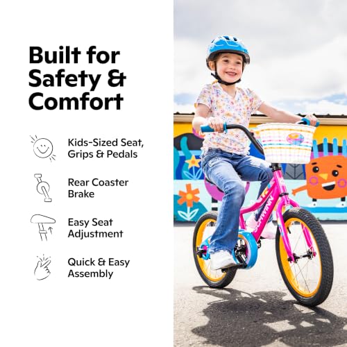 16-Inch Kids Bike with Training Wheels - Safe, Adjustable, Quick Assembly