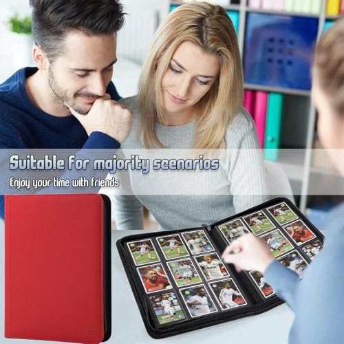 Arkeiliy 9-Pocket Card Binder with 30 Sleeves - Red Trading Card Album