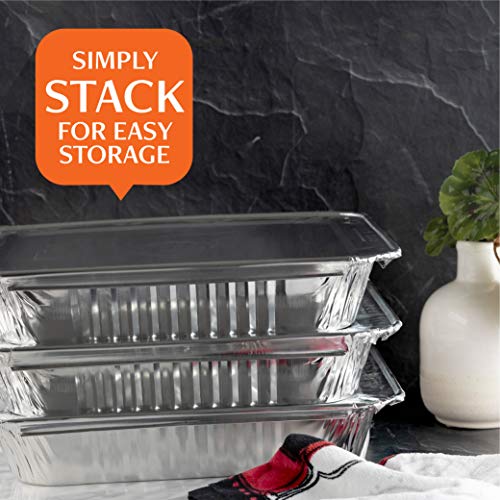 Disposable 9x13 Aluminum Foil Pans with Lids - 25 Sets, Half Size