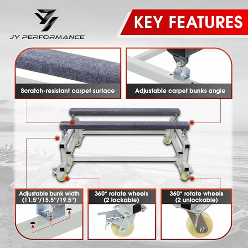 Heavy Duty Jet Ski Dolly Cart with Adjustable Carpeted Bunks for Watercraft Transport