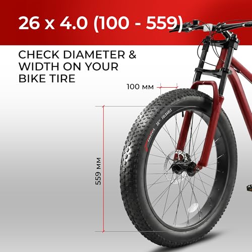 Fincci 26x4.0 Fat Mountain Bike Tires - Foldable, Puncture Resistant, All-Terrain
