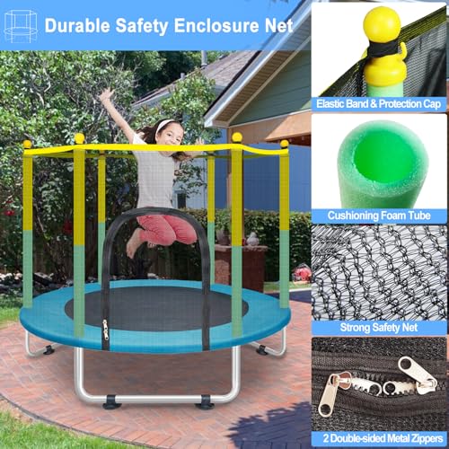 55-Inch Indoor & Outdoor Kids Trampoline - Safe Toddler Jumping Play