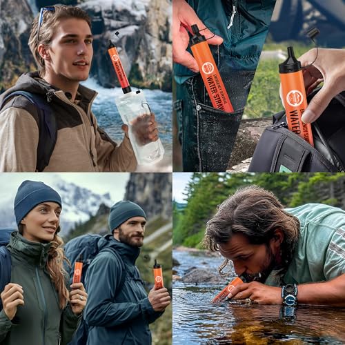 Orange Water Filter Straw 8 Pack for Camping Hiking Survival Gear