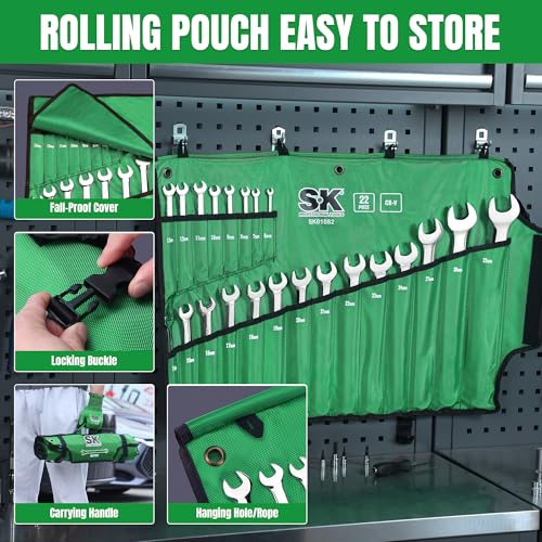 SK Combination Wrench Set Metric 6-32mm, 22-Piece, Premium CR-V Steel