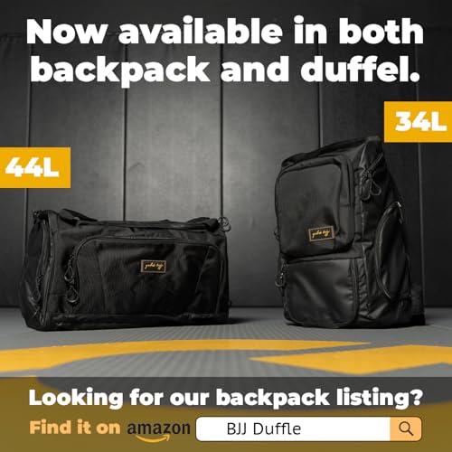 Gold BJJ Jiu Jitsu Backpack - Heavy Duty Waterproof Gym Bag with Gi Pocket (Black)