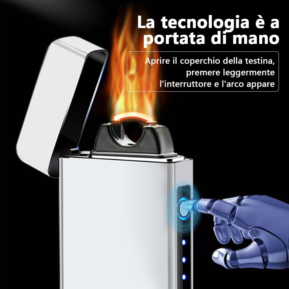 YOZWOO Electric Lighter - Rechargeable High Power Flame Arc Lighter with LED Indicator | Windproof for Camping & Candles (White)